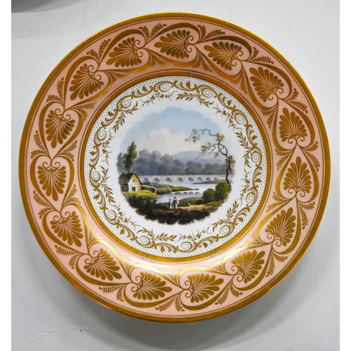 82 - A set of four Flight, Barr & Barr dessert plates, c1810, and another of an earlier date, painted... 