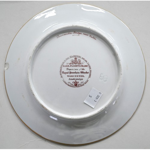 82 - A set of four Flight, Barr & Barr dessert plates, c1810, and another of an earlier date, painted... 