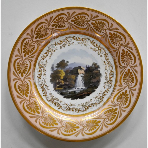 82 - A set of four Flight, Barr & Barr dessert plates, c1810, and another of an earlier date, painted... 