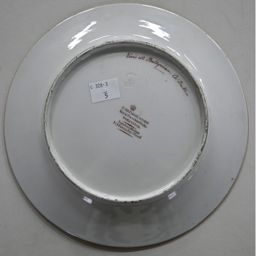 82 - A set of four Flight, Barr & Barr dessert plates, c1810, and another of an earlier date, painted... 