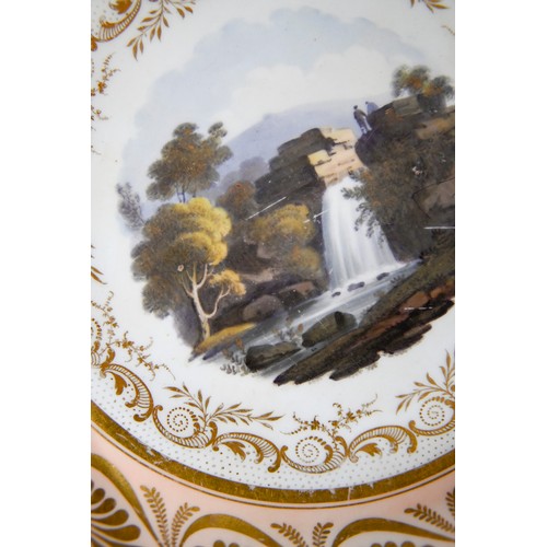 82 - A set of four Flight, Barr & Barr dessert plates, c1810, and another of an earlier date, painted... 