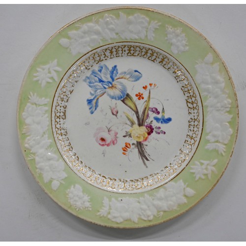 96 - Miscellaneous English porcelain dessert plates and dishes, c1820-1830, to include Coalport and Ridgw... 