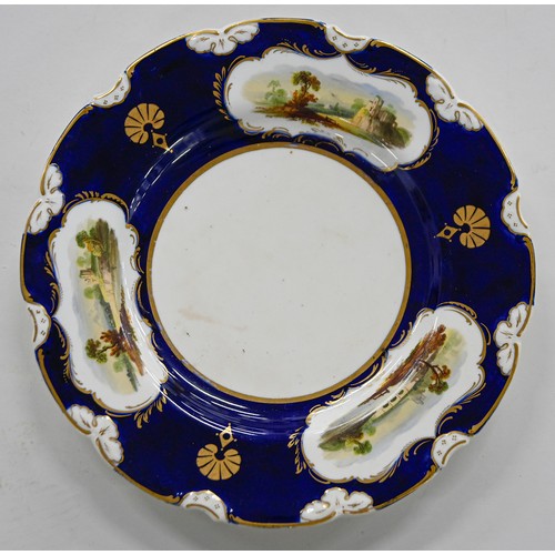 96 - Miscellaneous English porcelain dessert plates and dishes, c1820-1830, to include Coalport and Ridgw... 