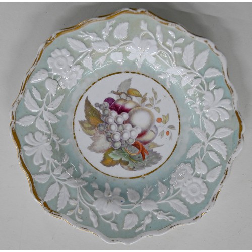 96 - Miscellaneous English porcelain dessert plates and dishes, c1820-1830, to include Coalport and Ridgw... 