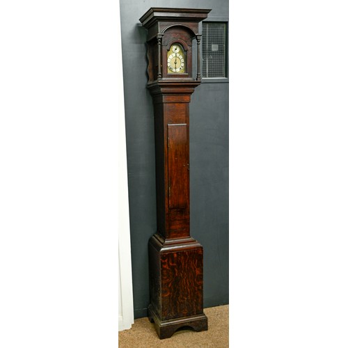 761 - A belge noir drum cased mantle clock, with enamel dial, 22cm h, an oak miniature longcase clock with... 