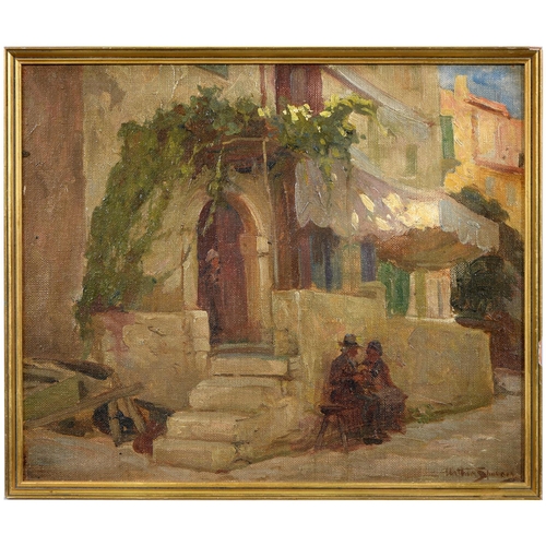 704 - Arthur Spooner, RBA (1873-1962) - Two Breton Women conversing in a Street; Resting in the Shade,  tw... 