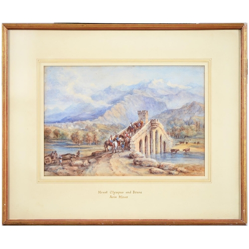 806 - Cecilia Montgomery (1792-1879) after Thomas Allom - Mount Olympus and Brusa Asia Minor, signed and d... 