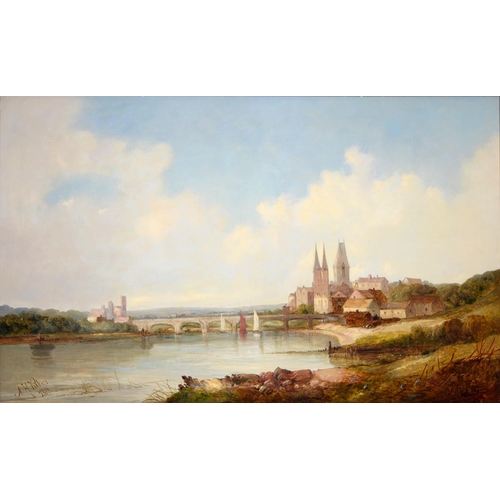 926 - Alfred Henry Vickers (1840-after 1911) - A Continental Riverside Town, signed and dated 1881, oil on... 