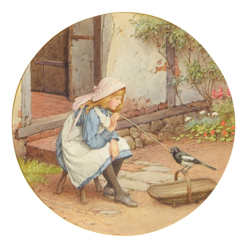 931 - Charles Edward Wilson (1854-1941) - Feeding the Rabbits; Teasing the Magpie, a pair, both signed, wa... 