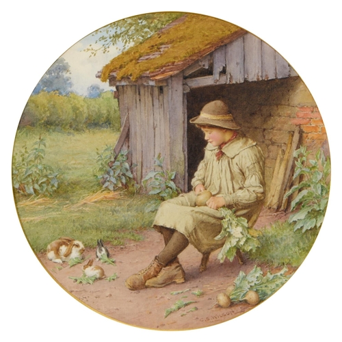 931 - Charles Edward Wilson (1854-1941) - Feeding the Rabbits; Teasing the Magpie, a pair, both signed, wa... 