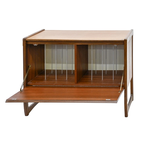 1009 - A teak LP record cabinet, 1960s, hardboard back, 68cm h; 44 x 89cm