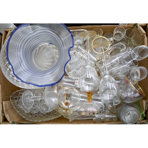 1185 - Miscellaneous cut, coloured and other glassware, including bowls, vases and drinking glass... 