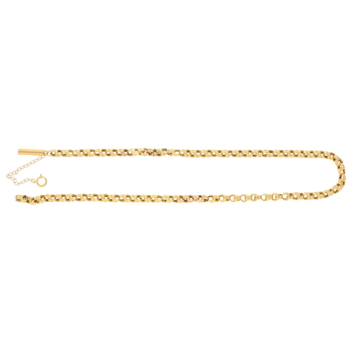 119 - A gold chain, 20th c, 52cm l, unmarked, 9.7g