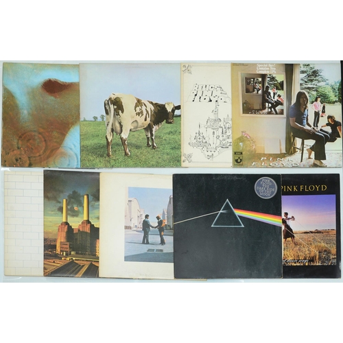 1209 - Vintage vinyl LP Pink Floyd records, including Dark Side of the Moon, Wish You Were Here, ... 