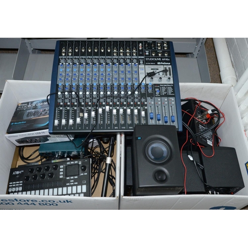 1219 - Music production equipment. A Presonus StudioLive AR16c 24-bit 96KHz mixing desk, 48 x 39cm, three p... 