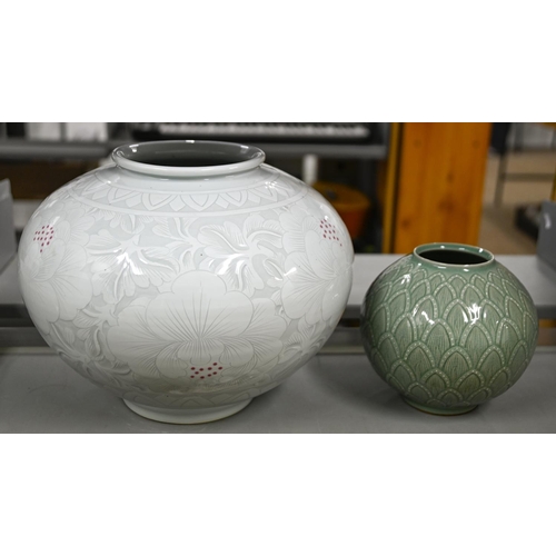 1221 - Miscellaneous Japanese and other ceramics including Celadon glazed vase, part porcelain tea service,... 