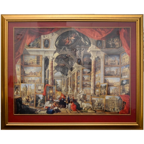 1229 - A pair of decorative prints after Giovanni Paulo Panini - Views of Modern Rome, 98 x 130cm... 