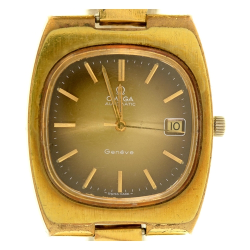 123 - An Omega gold plated cushion shaped self-winding gentleman's wristwatch, 36 x 42mm, maker's bracelet... 