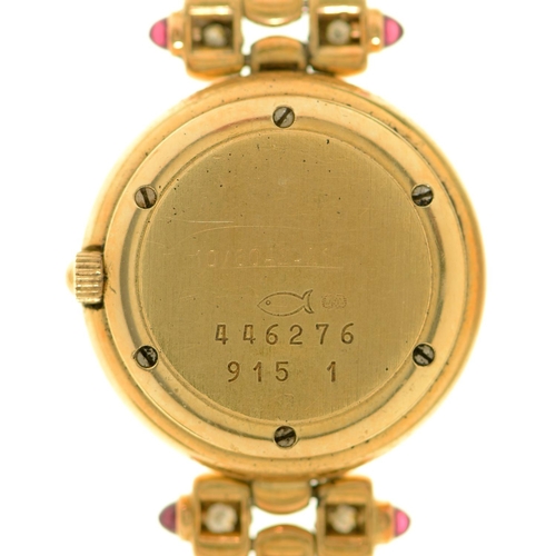 141 - A Chopard ruby, diamond and 18ct gold cocktail watch, No 446278/915/1, with mother-of-pearl dial, qu... 