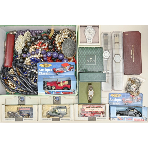 144 - Miscellaneous costume jewellery and watches, including silver articles, etc