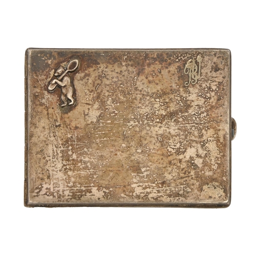 155 - A Serbian silver cigarette case, early 20th c, 10cm l, 4oz 10dwt