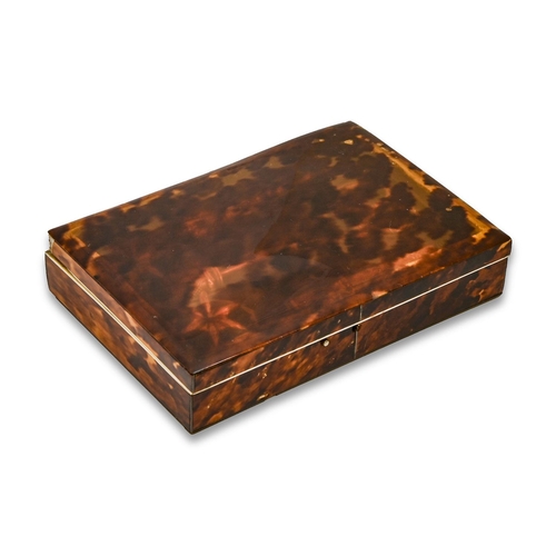 156 - A French gold necessaire, c1840, in plush lined tortoiseshell box, 95 x 140mm, 15g excluding scissor... 