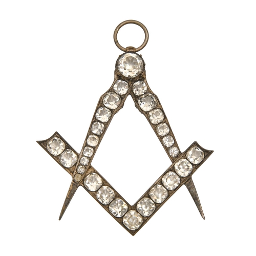 172 - Freemasonry. A paste Past Masters jewel, first half 19th c, in silver, 61mm h excluding ring, later ... 