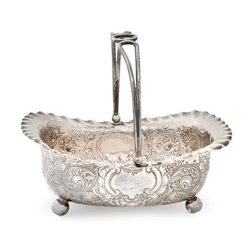 173 - A Victorian silver sugar basket, with swing handle, 12.5cm, by James Dixon & Sons, Sheffield 188... 