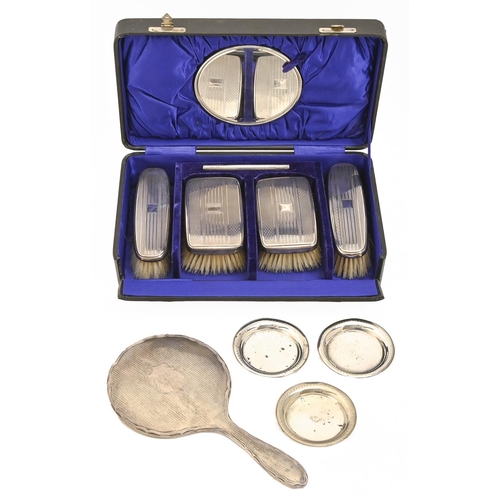 259 - A George V silver gentleman's brush set, engine turned, by The Daniel Manufacturing Co, Birmingham 1... 