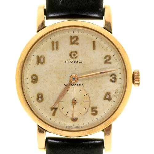 27 - A Cyma gold gentleman's wristwatch, Cymaflex, 32mm diam