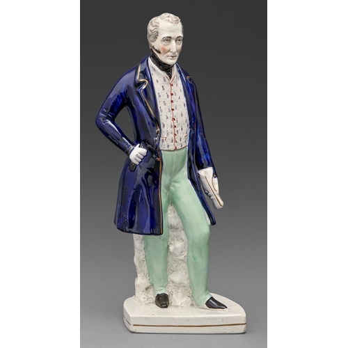 288 - A Staffordshire portrait figure of the Duke of Wellington, c1850, 44cm h