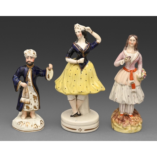 294 - A Staffordshire portrait figure of a dancing woman, probably Carlotta Grisi, c1842, a Staffordshire ... 