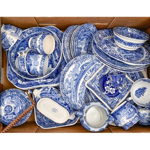 384 - Miscellaneous Victorian blue printed earthenware, to include Copeland Spode Italian ware, various si... 