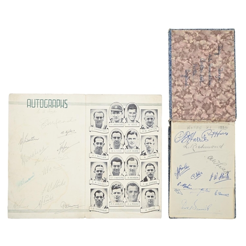 451 - Cricket. A 1950s autograph album, signatures include England Test Eleven 1950 and 1951, North Africa... 