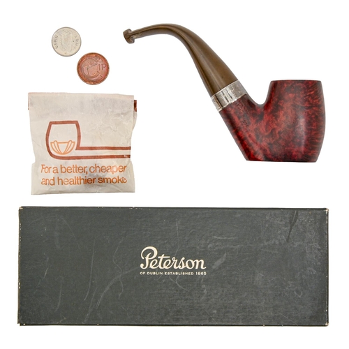 452 - A Peterson silver mounted smooth briar Donegal fishtail tobacco pipe, mount Dublin 1997, maker's lea... 