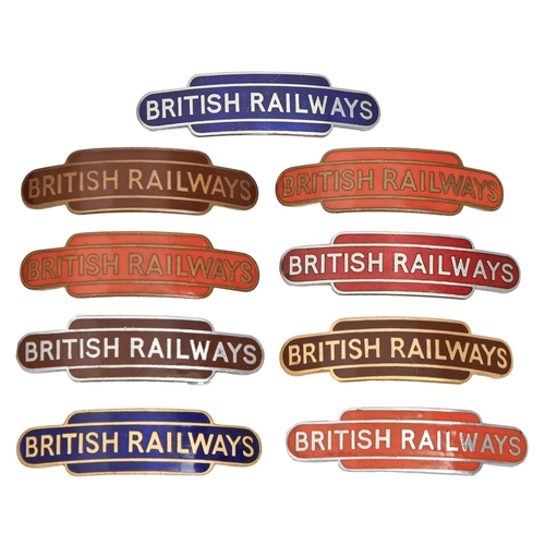 453 - Railwayana. Miscellaneous British Railways totem cap enamel badges, by J R Gaunt, London and J Pinch... 