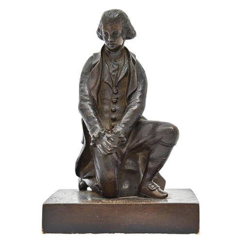 457 - American Revolution. A miniature bronze statuette of George Washington in prayer at Valley Forge 177... 