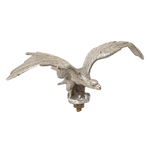 461 - Vintage motoring. An English chromium plated eagle car mascot, 21cm w, stamped 168