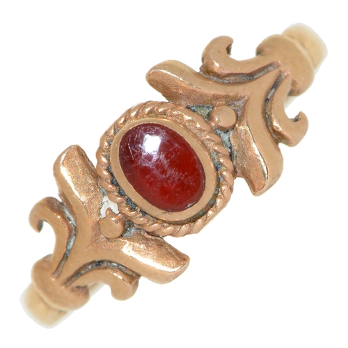 63 - A cornelian ring, in gold, 1.6g, size M