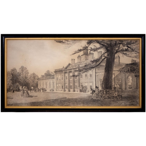 707 - Thomas William Hammond (1854-1935) - Colwick Hall, charcoal, 45 x 90cm