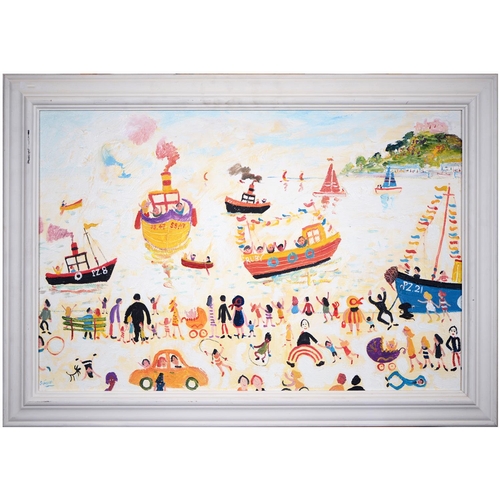 708 - Simeon Stafford (1956- ) - Fun Day, Marazion, signed, inscribed and dated 09.294 on the stretcher, o... 