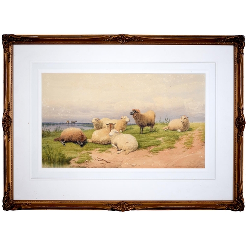 721 - Thomas Sidney Cooper RA (1803-1902) - Sheep Resting on a Hillock, signed and dated 1868, watercolour... 