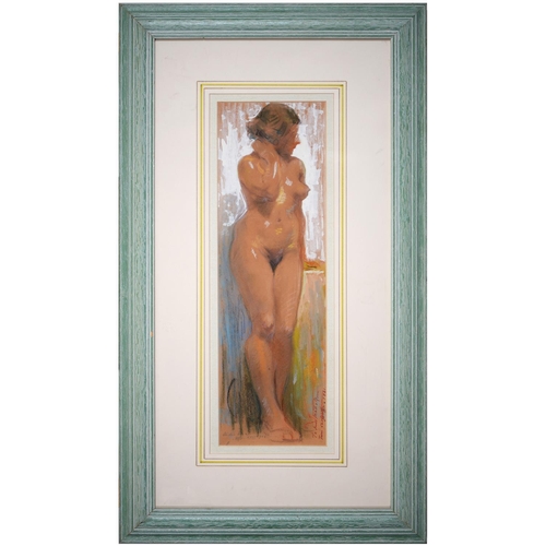 723 - Italian School, 20th century - Female Nude, indistinctly signed, dated 1981 and inscribed, pastel on... 