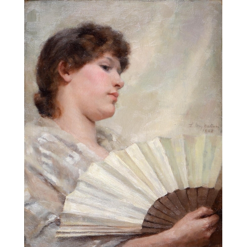 739 - Lizzie May Watson (fl. late 19th c) - The White Fan, signed and dated 1888, oil on canvas, 49.5 x 39... 