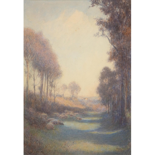 750 - John White RBA, RI (1851-1933) - Golden Evening on the Lane to Beer Common Devon, signed, watercolou... 