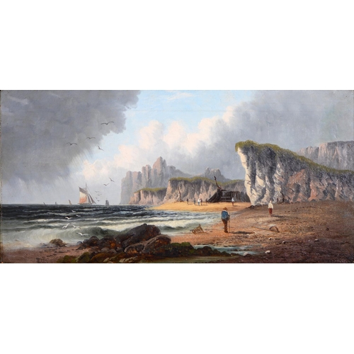 752 - English School, 19th century - Figures on a Beach, a pair, both signed Nichlas, oil on canvas, 29 x ... 