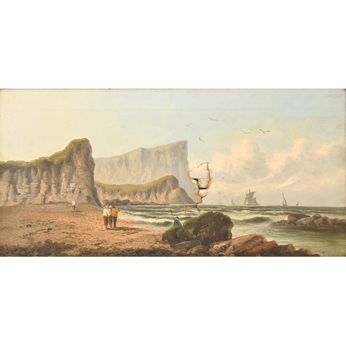 752 - English School, 19th century - Figures on a Beach, a pair, both signed Nichlas, oil on canvas, 29 x ... 