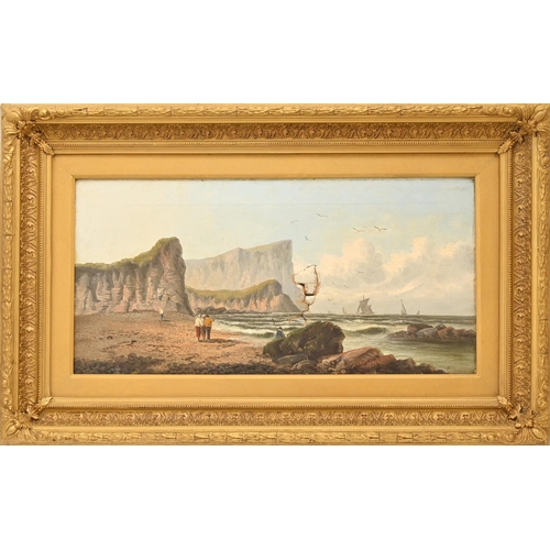 752 - English School, 19th century - Figures on a Beach, a pair, both signed Nichlas, oil on canvas, 29 x ... 