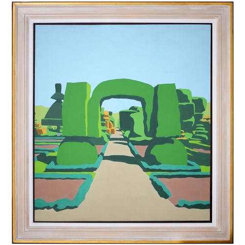 767 - Frank Johnson (1917-1998) - Topiary, oil on canvas, 100 x 80cm