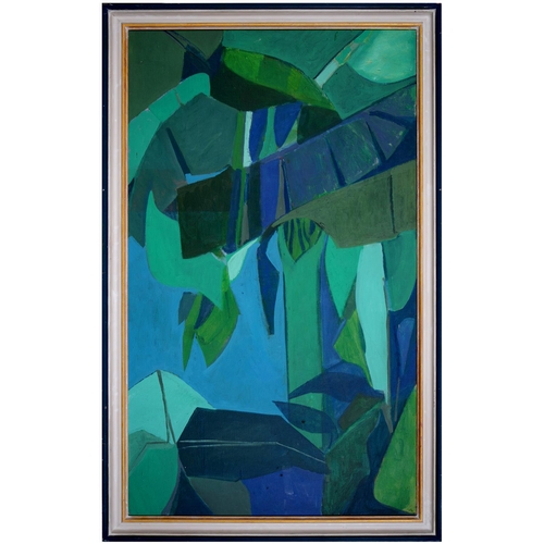 780 - Paul Gell (1918-1996) - Composition in Blue and Green, oil on canvas, with studio stamp verso Februa... 